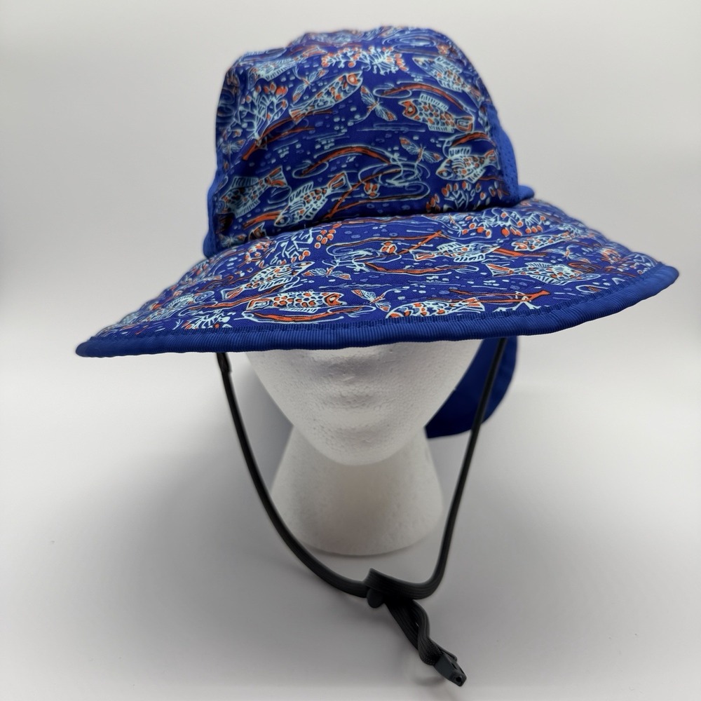 Sunday Afternoons Kid's Sz M (3-6 Yrs) Sun Hat Fish Print Blue Outdoor Youth